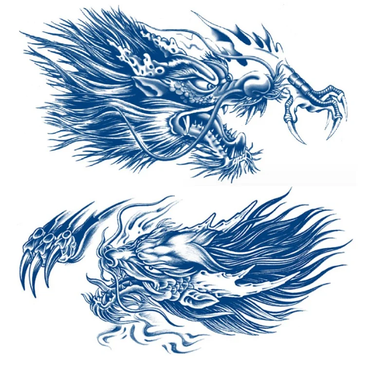 2 Sheet Shoulder Dragon Chest Cool Semi Permanent Tattoos