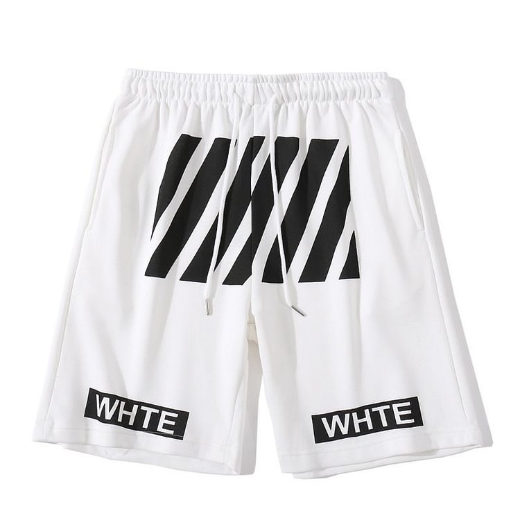 Off White Diagonal Stripe Print Shorts
