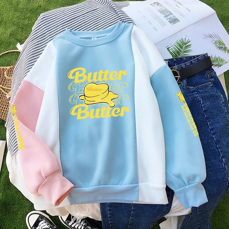 방탄소년단 Butter Print Color-block Sweater
