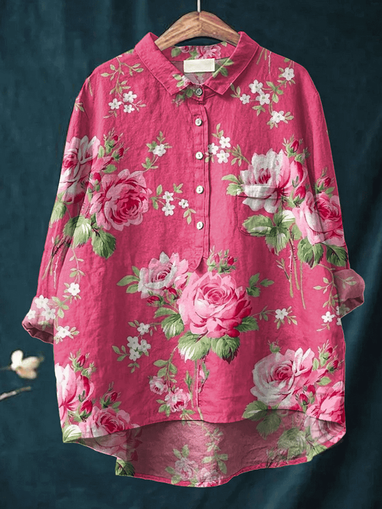 Women's Casual Fashion Art Floral Plant Shirt