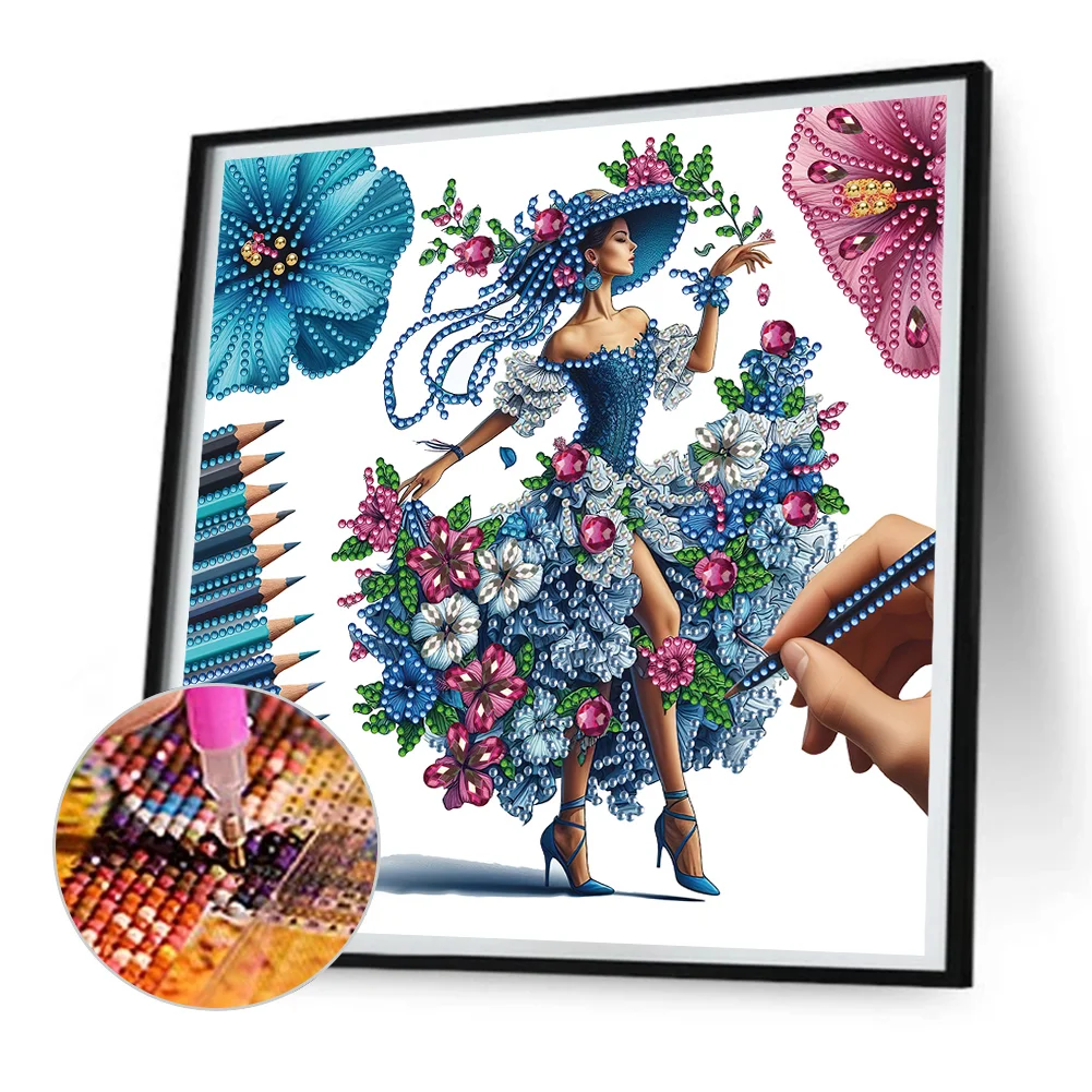 Diamond Painting - Partial Special Shaped Drill - Elegant Lady(Canvas|30*30cm)