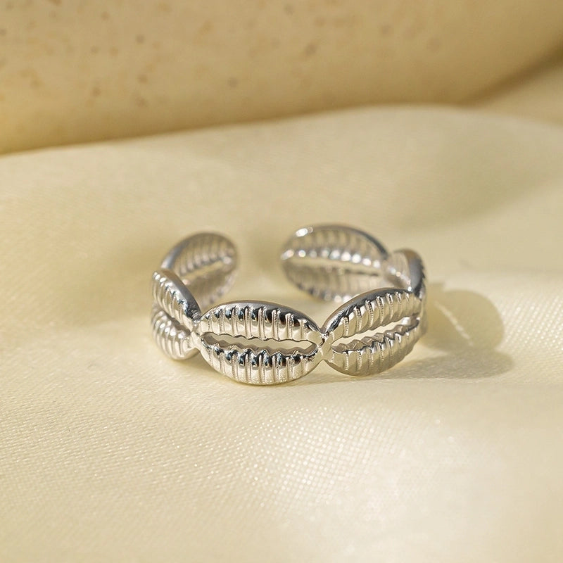 Elegant Streetwear Waves Heart Shape Flower Titanium Steel Irregular Plating Open Rings