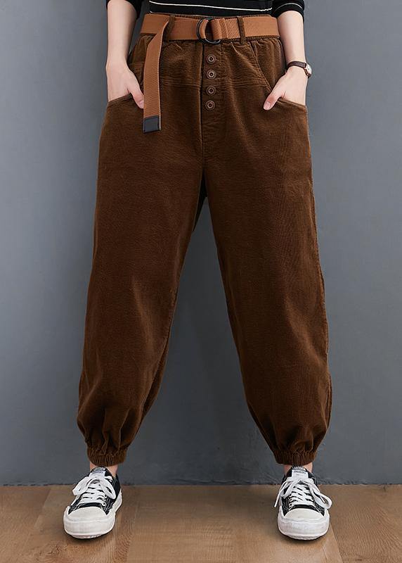 VCSHOES pants unique chocolate Sewing pockets thick pants