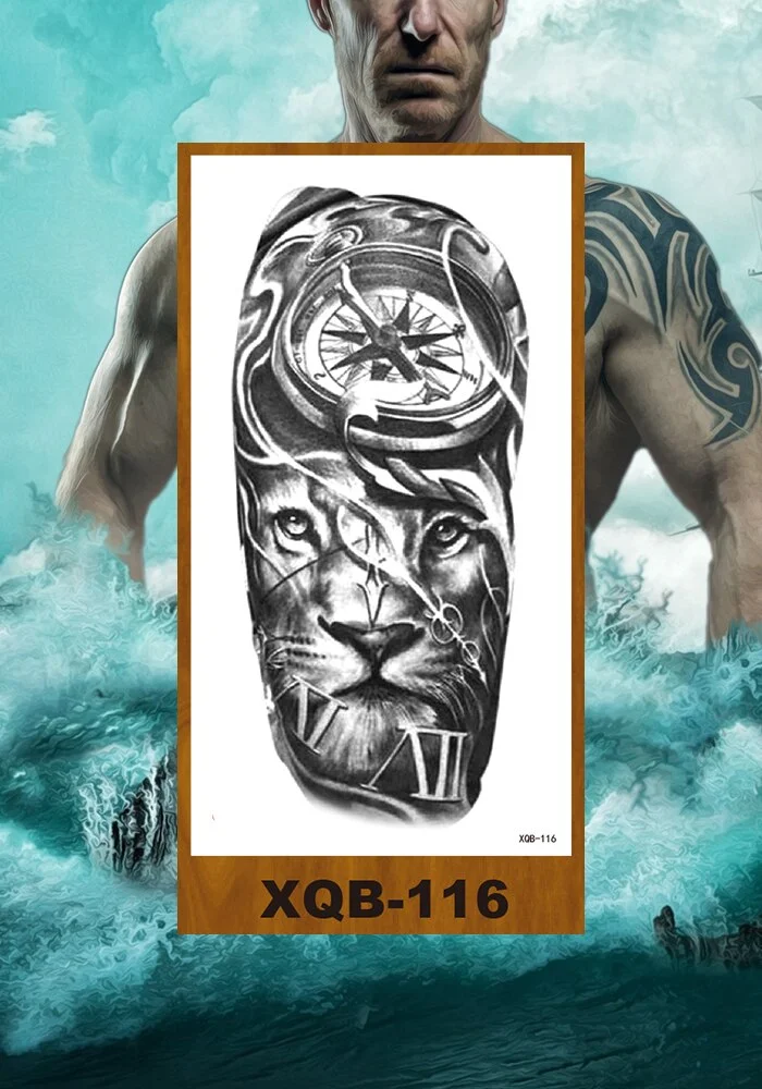 Temporary Tattoo Stickers Snake Bear Owl Fox Mermaid Tiger Wolf Lion King Men Women Girl Arm Body Chest Fake Body Leg Art Tatoo
