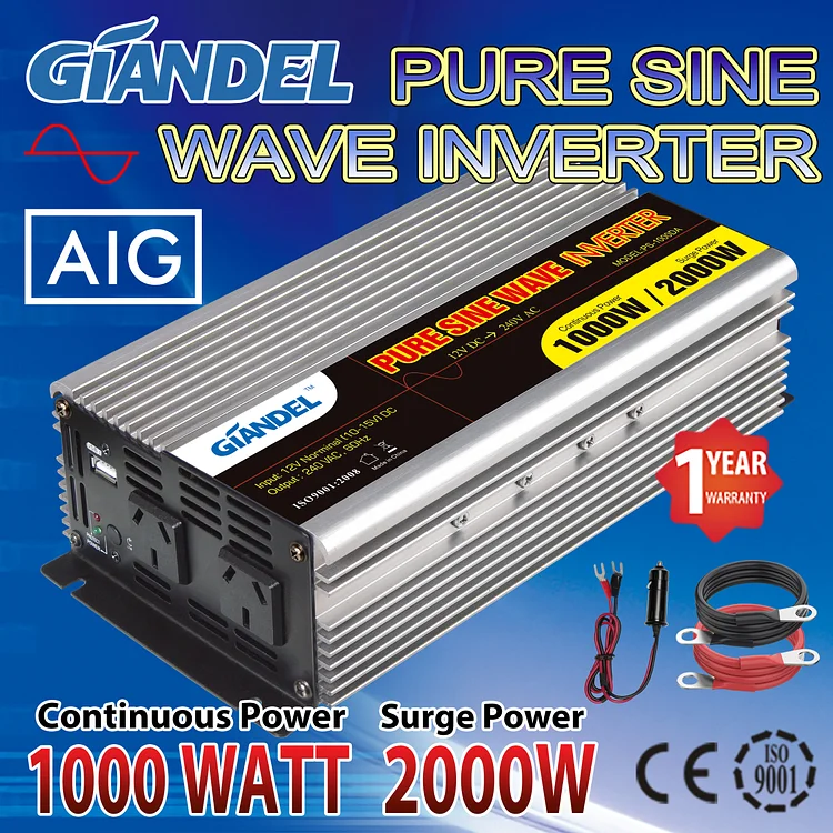 Growcol 1000W pure sine wave inverter 12V-220V