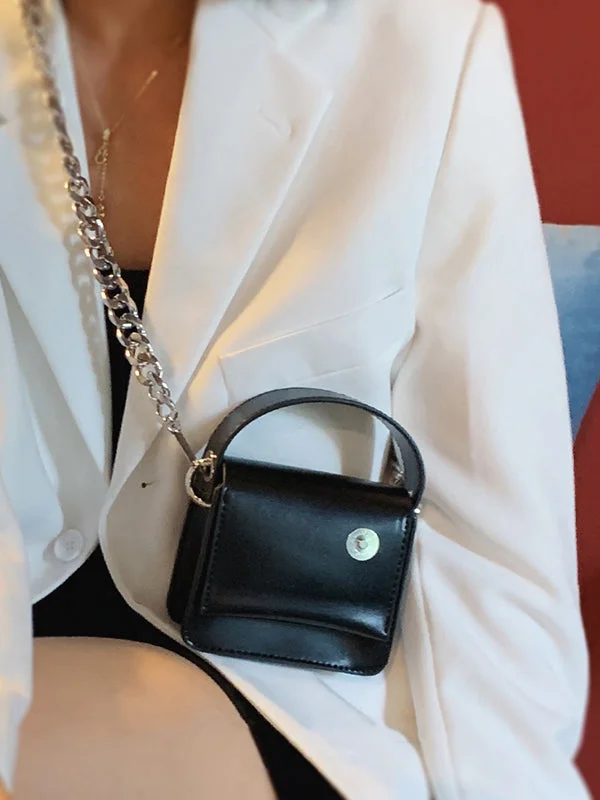 Stylish Cool Black Mini Chain Bag 
