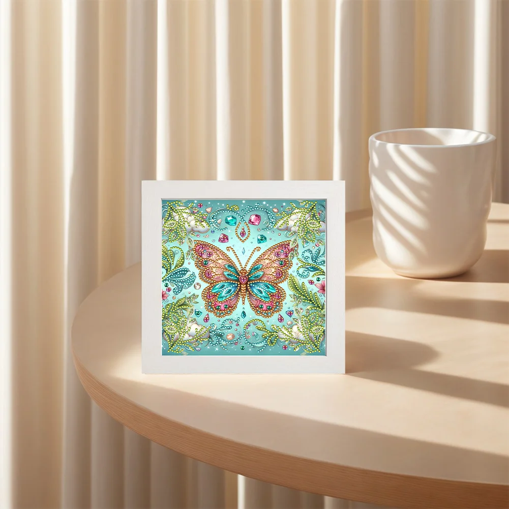 5D DIY Partial Special Shaped Drill Diamond Painting Kit Butterfly Decor(19.2*19.2cm)【With Frame】
