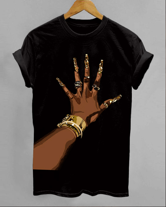 Gold Hand Guards Accessory Printed Casual T-Shirt