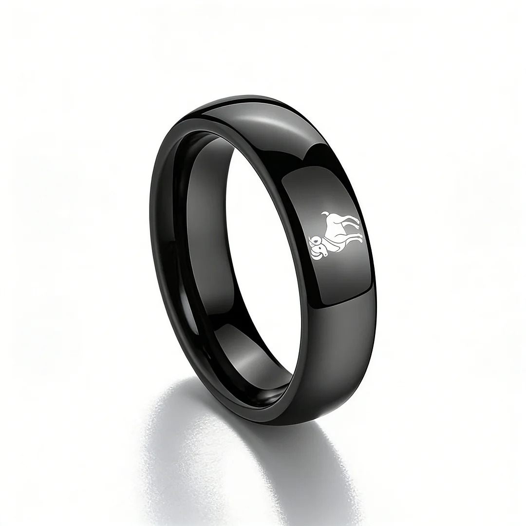 Men Women Aries Tungsten Carbide Rings Domed Top Black Tungsten Wedding Bands 4MM 6MM 8MM