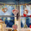 (US Local)6pcs Merry Christmas 2D Flat DIY Diamond Art Pendant Wall Door Decoration