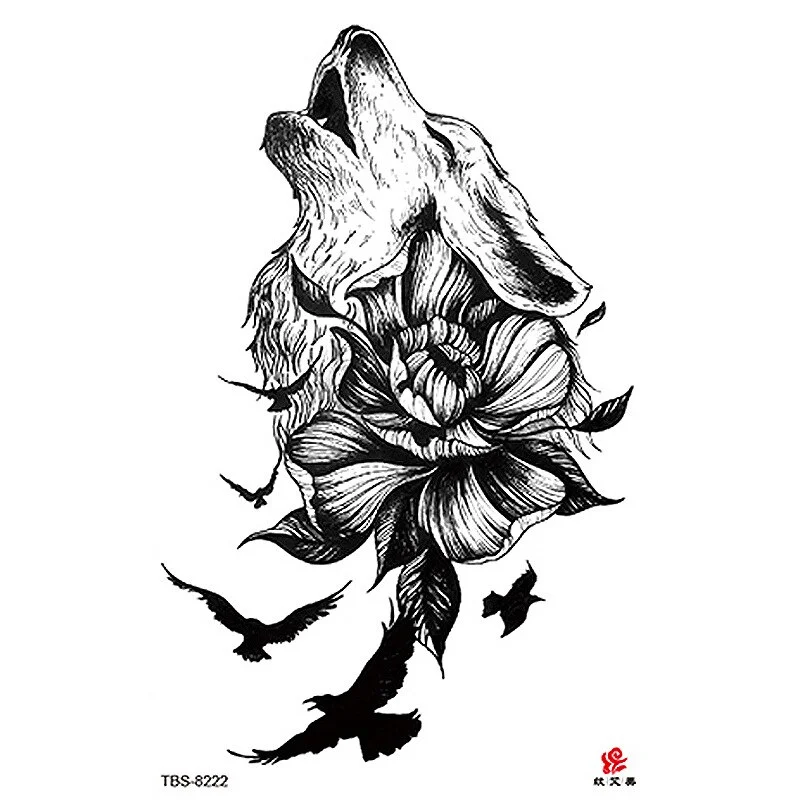 Sdrawing Temporary Tattoo Sticker Dark Snake Tattoos Flower Tatoos Body Art Geisha Water Transfer Clavicle Arm Fake Tatto