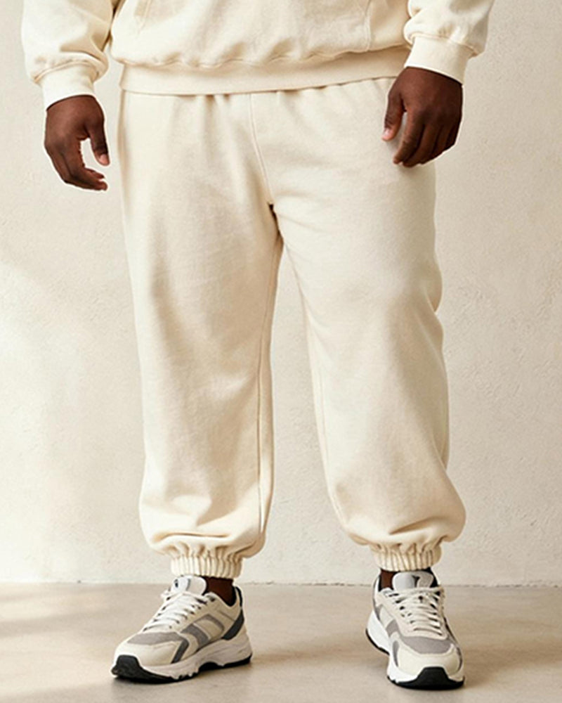 Big & Tall Men's Off-White "MONEY" Cartoon Print Hoodie Set