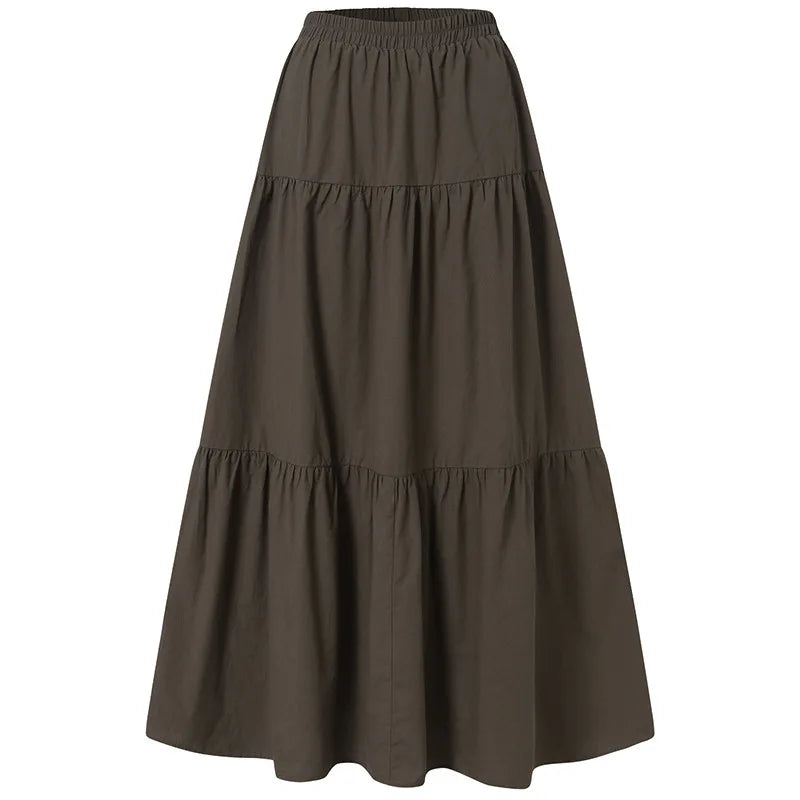 Aiertu Y2K Aesthetic Fairycore Vintage Pleated Skirt Korean Fashion Harajuku Grunge High Waist Long Skirt Retro Ramie Cotton Clothes Aiertu