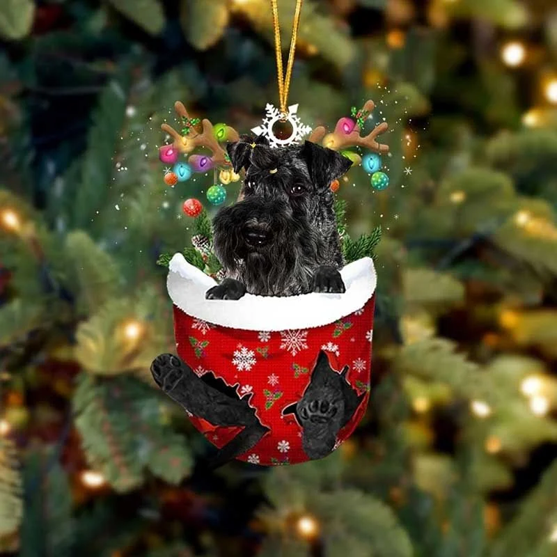 VigorDaily Kerry Blue Terriers In Snow Pocket Christmas Ornament SP139