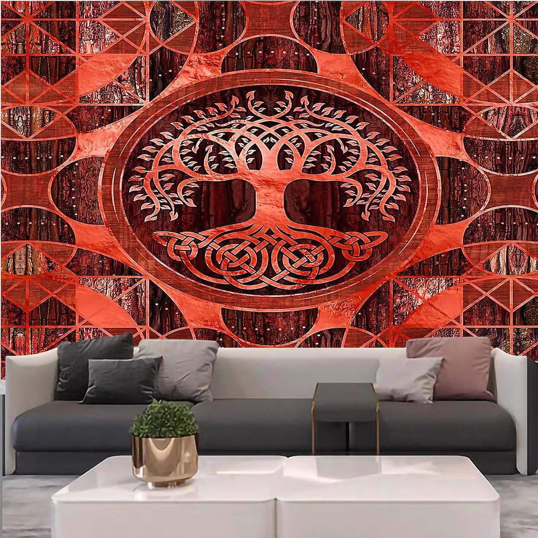 Mysterious Life Tree Home Decoration Tapestry Mandala Psychedelic Scene Wall Tapestry Bohemian Decorative Sofa Blanket Yoga Mat