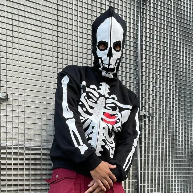 Fashion Grimace And Ribs Print Cardigan Hoodie