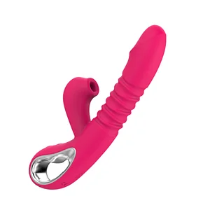 Heating Telescopic Sucking Clitoral Stimulator Dildo Vibrator