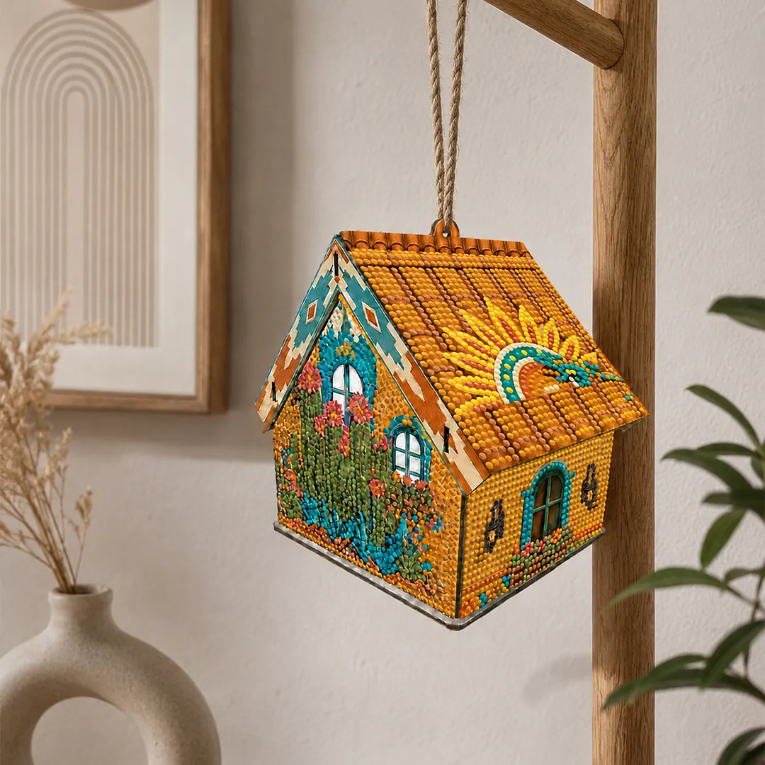 DIY Wooden House Diamond Art Painting Kit for Adults Home (Tropical cactus)