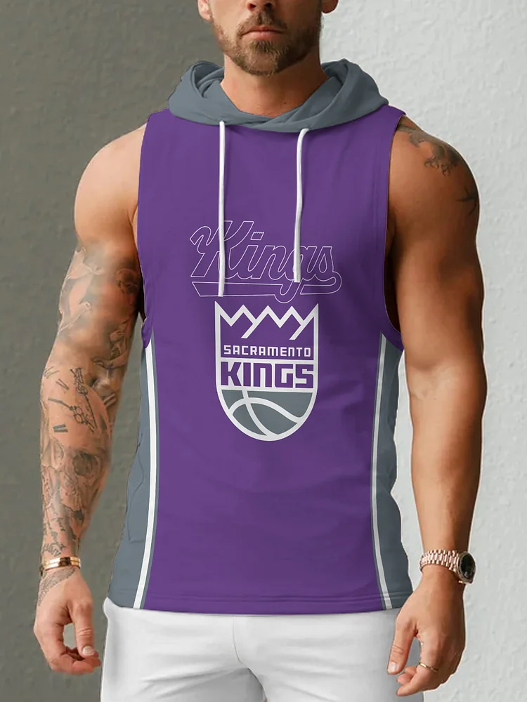 Sacramento Kings Men's Casual Comfy Sleeveless Hooded Tank Top