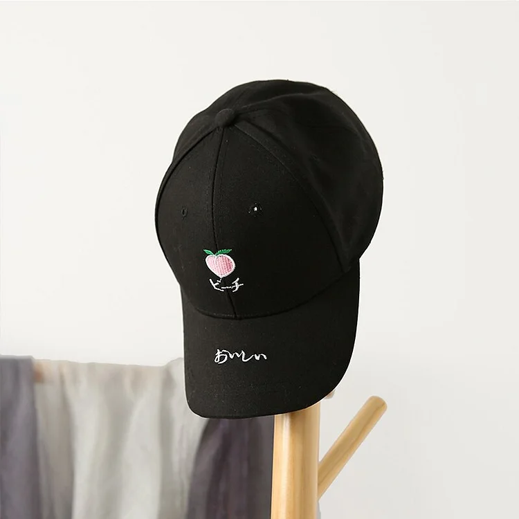 Men Women Baseball Cap Rapper Hip Hop Cap Embroidery Fruit Peach Dad Hat Men Casual Cotton Snapback Unisex Hats bone gorras