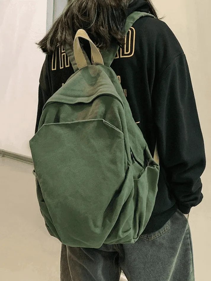 Brownm Vintage Wash College School Backpack