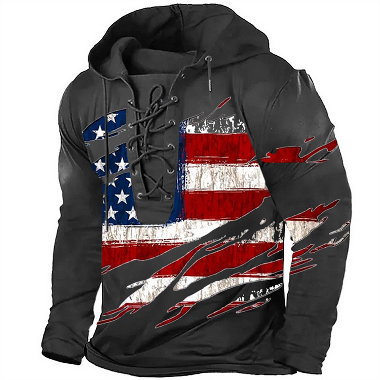 USA Distressed Waving Flag Retro Hoodie