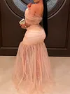 Bandeau Split-Joint Gauze Off-The-Shoulder Evening Dress