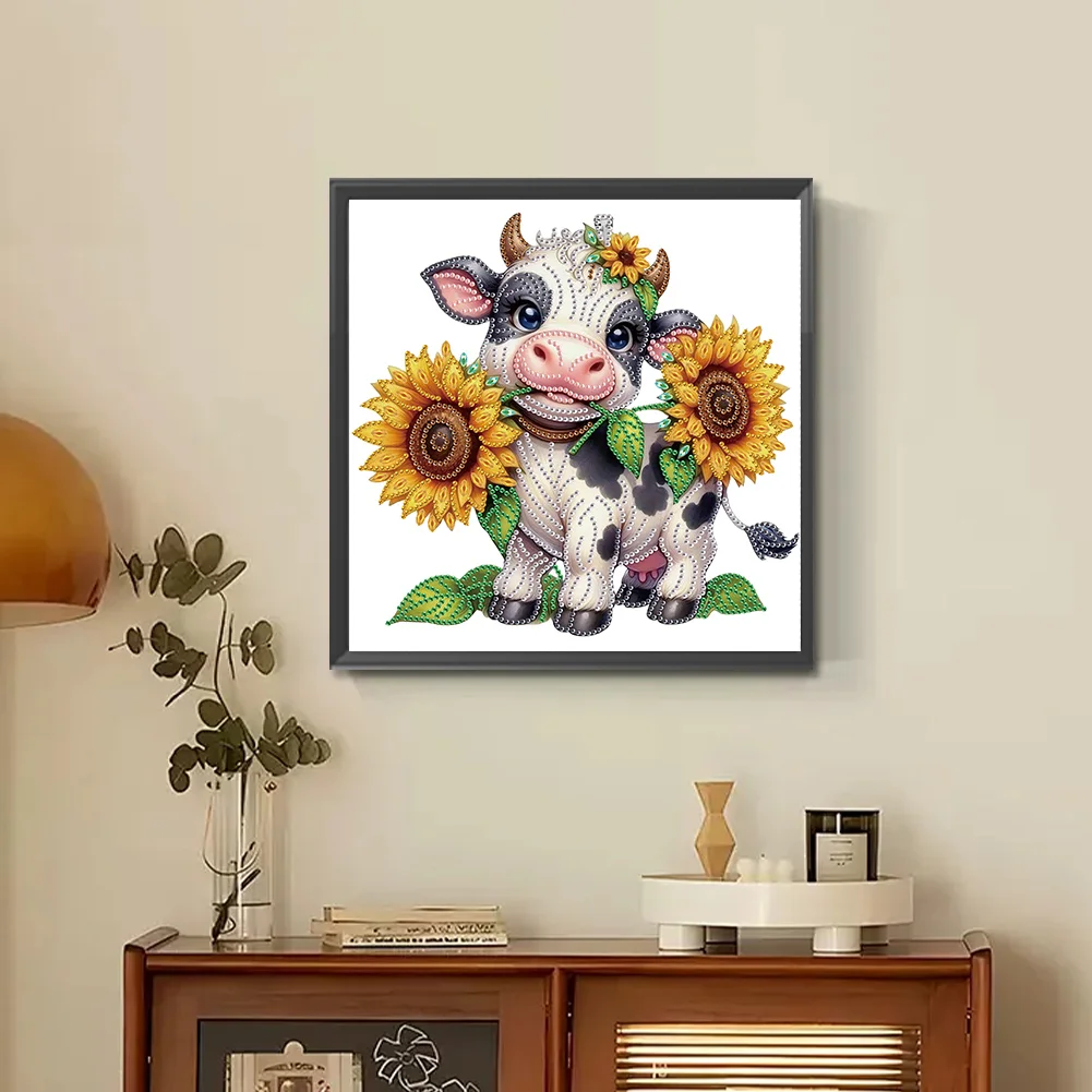 Diamond Painting - Partial Special Shaped Drill - Flower Cow(Canvas|30*30cm)