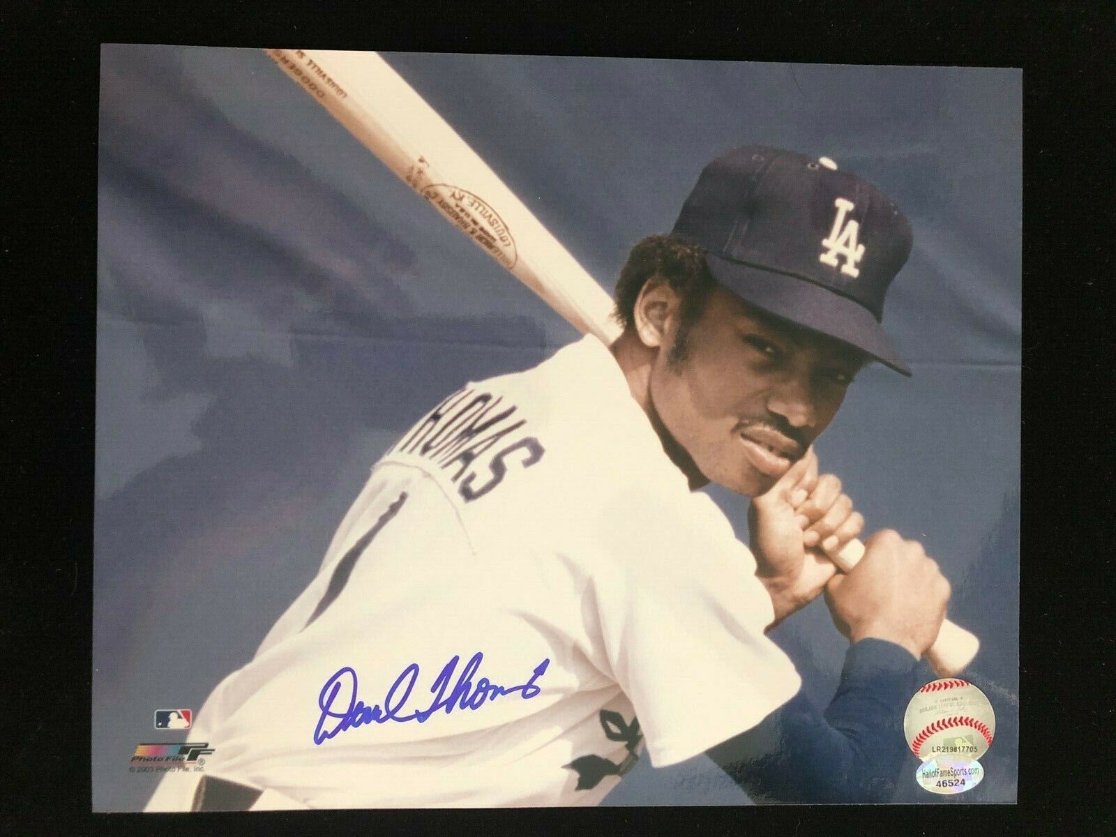 Derrel Thomas Signed Autographed Photo Poster painting At Bat - COA - Los Angeles Dodgers