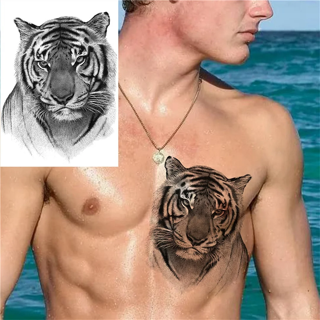 Octopus Anchor Skull Temporary Tattoos For Women Men Adult Pirate Black Skeleton Tattoo Sticker Fake Wolf Lion Tiger Tatoos Back