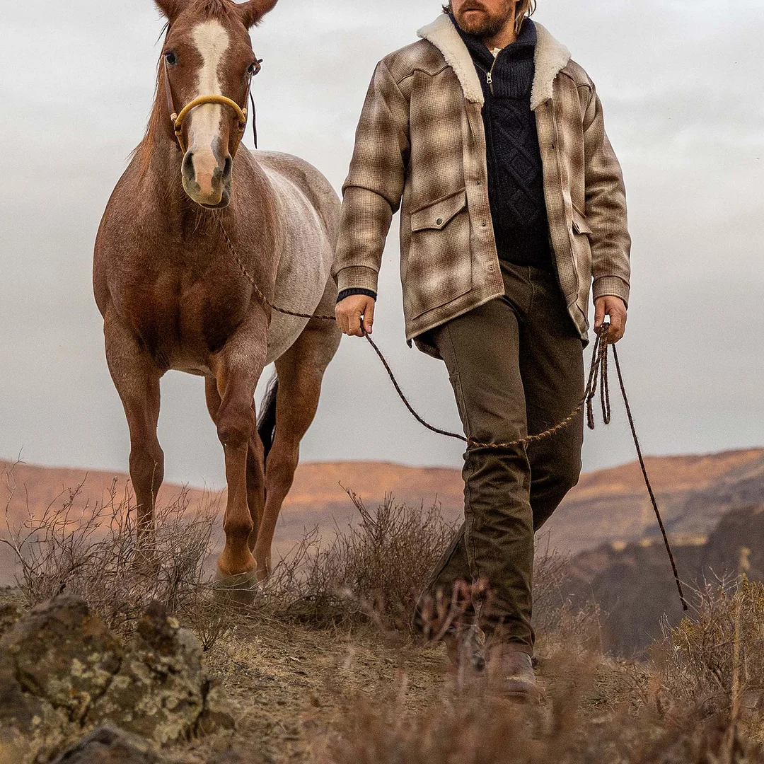 Men's Outdoor Plaid Lapel Button Jacket-inspireuse