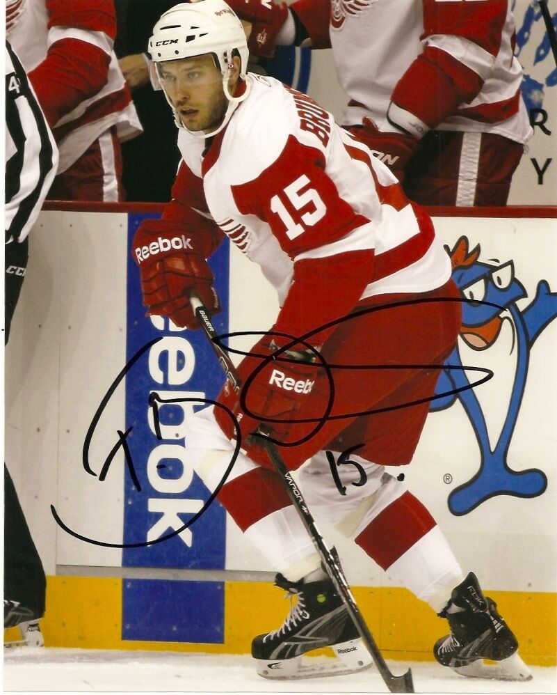 Detroit Red Wings Fabian Brunnstrom Signed Autographed 8x10 Photo Poster painting COA