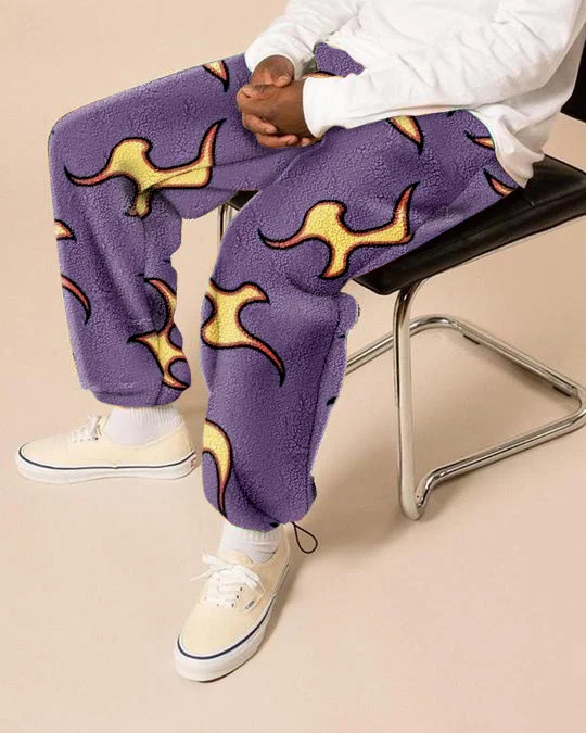Casual printed fleece trousers