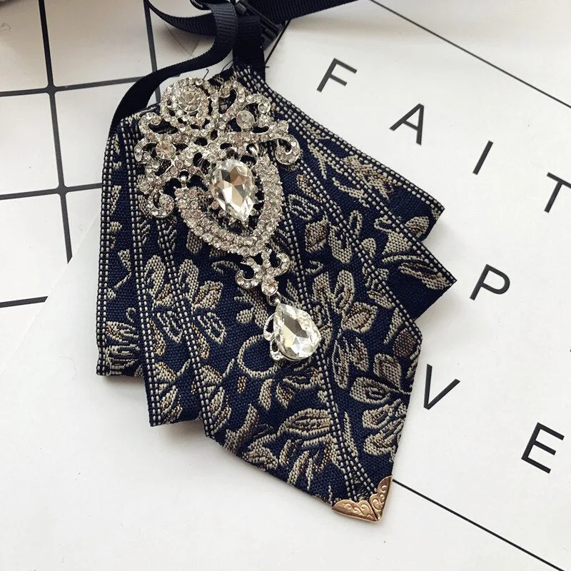 High-end New Rhinestone Bowties Brooch Korean Gentleman Dress White Shirt Wedding Bow Tie Set for Men Accessories Pocket Square