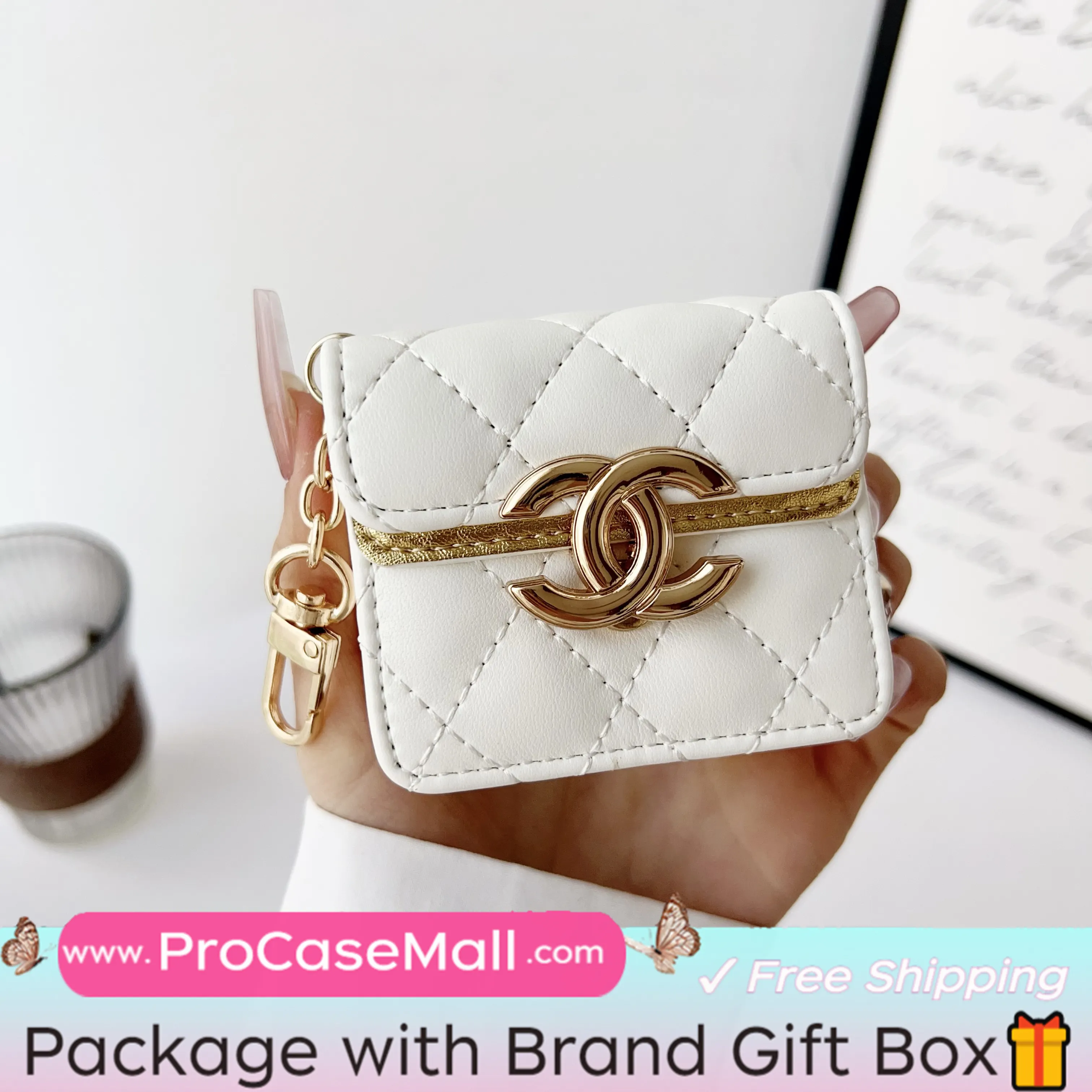 CHANEL MINI CROSSBODY BAG UNIVERSAL STYLE WIRELESS HEADPHONE LEATHER CASE