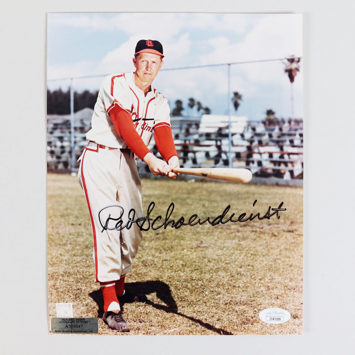 Red Schoendienst Signed Photo Poster painting Cardinals 8x10 - COA JSA