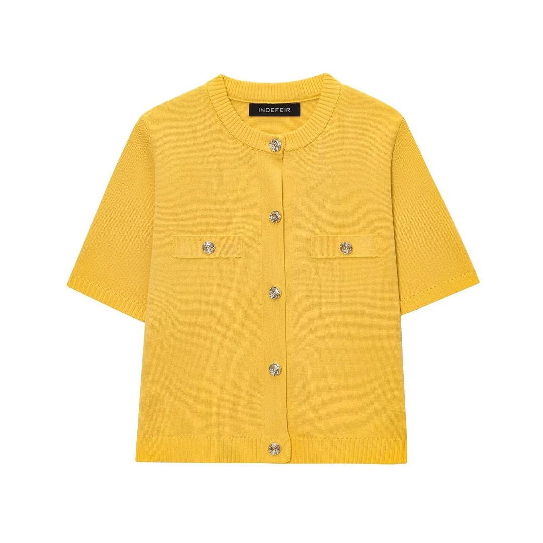 Nigikala Nigikala Spring 2025 New Women's Short-Sleeved Simple Fashion Knitted Jacket Skirt 1822023 1822025