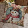 Flower Snowman Egg-11CT Stamped Cross Stitch Pillowcase 45*45cm