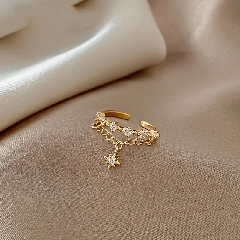 Copper Tassel Charm Rings Open Rings