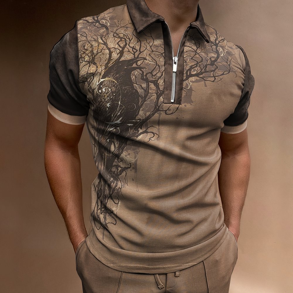 Men's Outdoor Vintage Contrasting Colors Sport PoLo Neck T-Shirt、、URBENIE