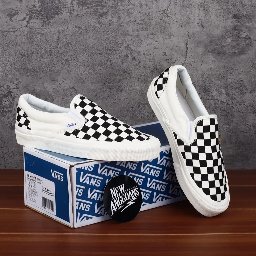 OG LX checkerboard chess slip on Black Off White Black White