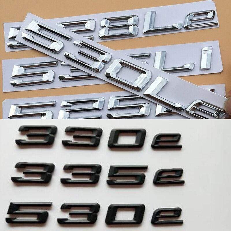 3D Sharp Font Letters Numbers Emblem for BMW 330e 350e 520Li 525Li 528Li 530Li 528Le 530Le Electric Car Styling Trunk Sticker voiturehub dxncar