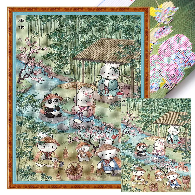 【Mona Lisa Brand-Cotton】Rainwater 55*70cm 11CT Stamped Canvas Cross Stitch gbfke