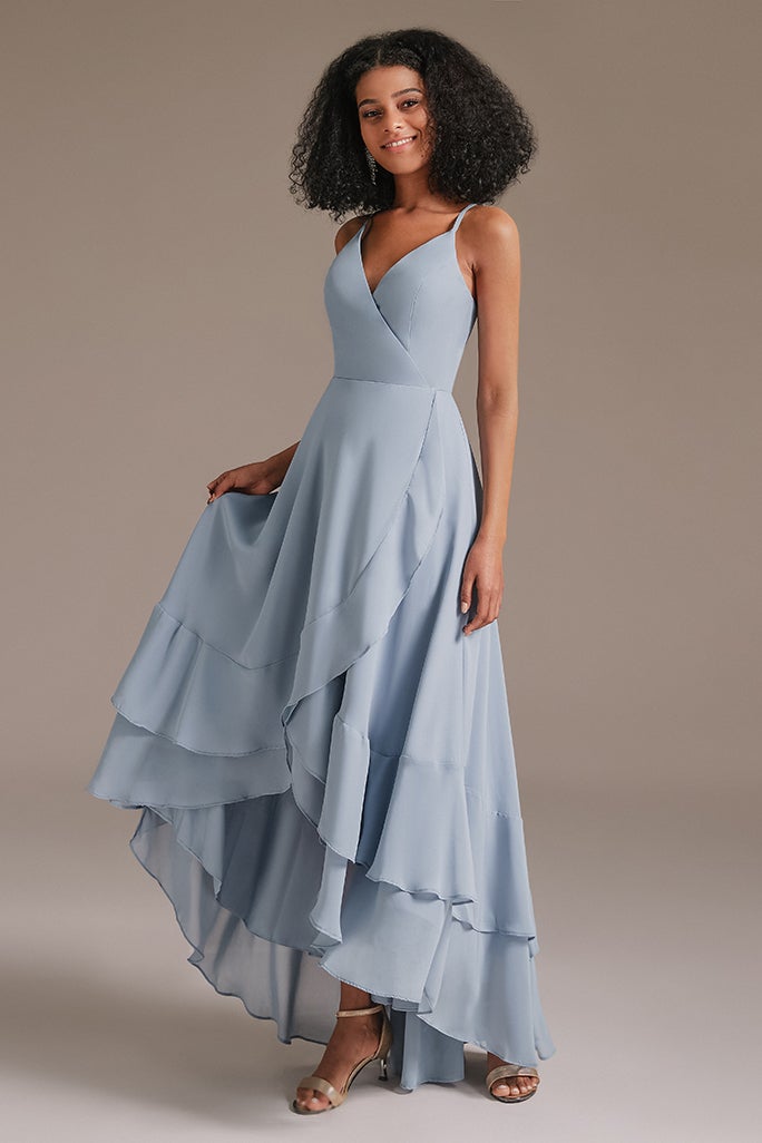 V-Neck Spaghetti-Straps Chiffon Bridesmaid Dress