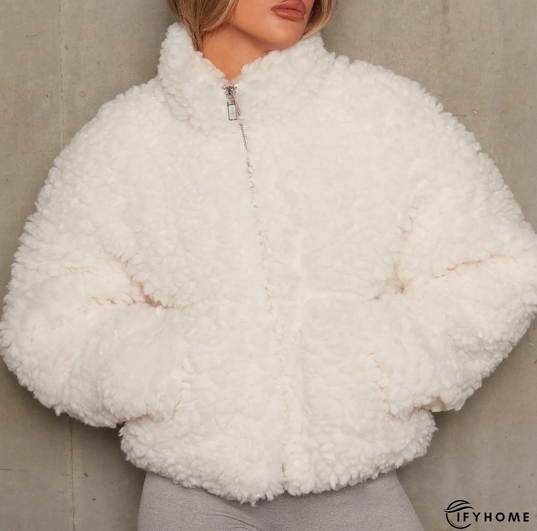 Women's Zip Turtleneck Cashmere Fashion Long Sleeve Lamb Wool Coats | IFYHOME