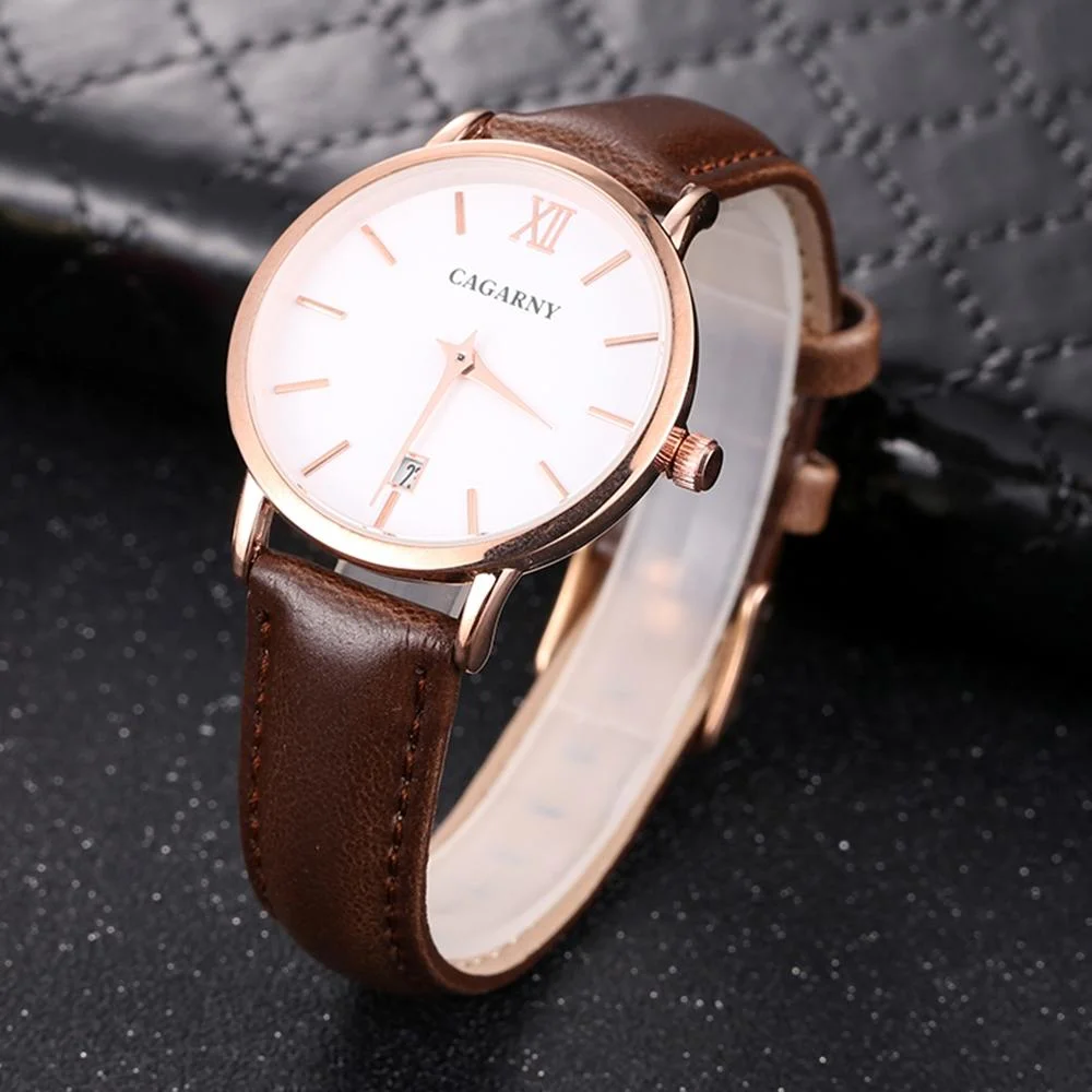 CAGARNY 6879 Fashion imported Quartz Wrist Watch with Leather Band 