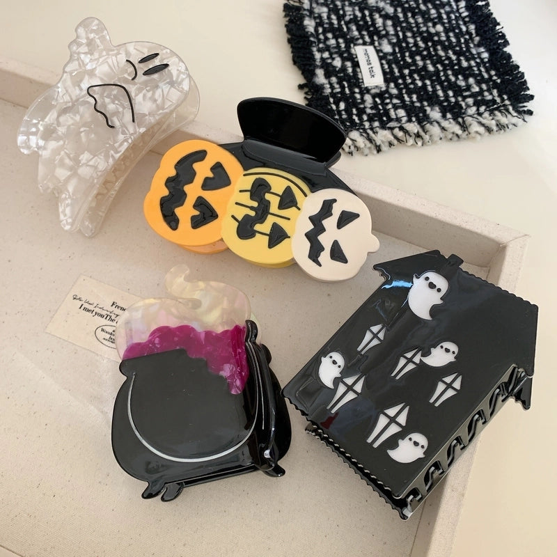 Halloween IG Style Women’s Pumpkin Castle Ghost Acetic Acid Sheets Hair Claws