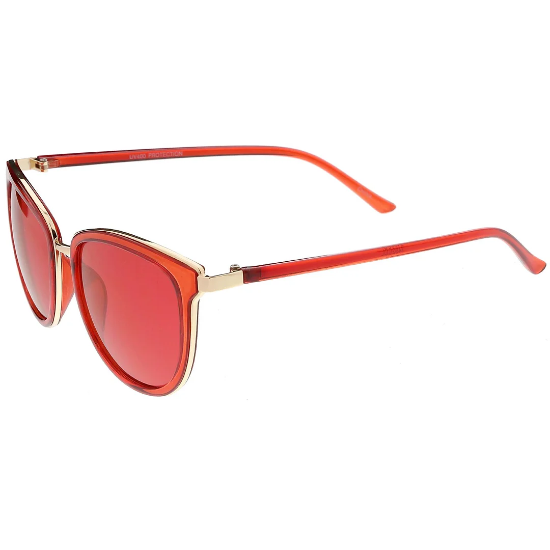 Translucent Metal Trim Square Horn Rimmed glasses Color Tinted Lens 53mm