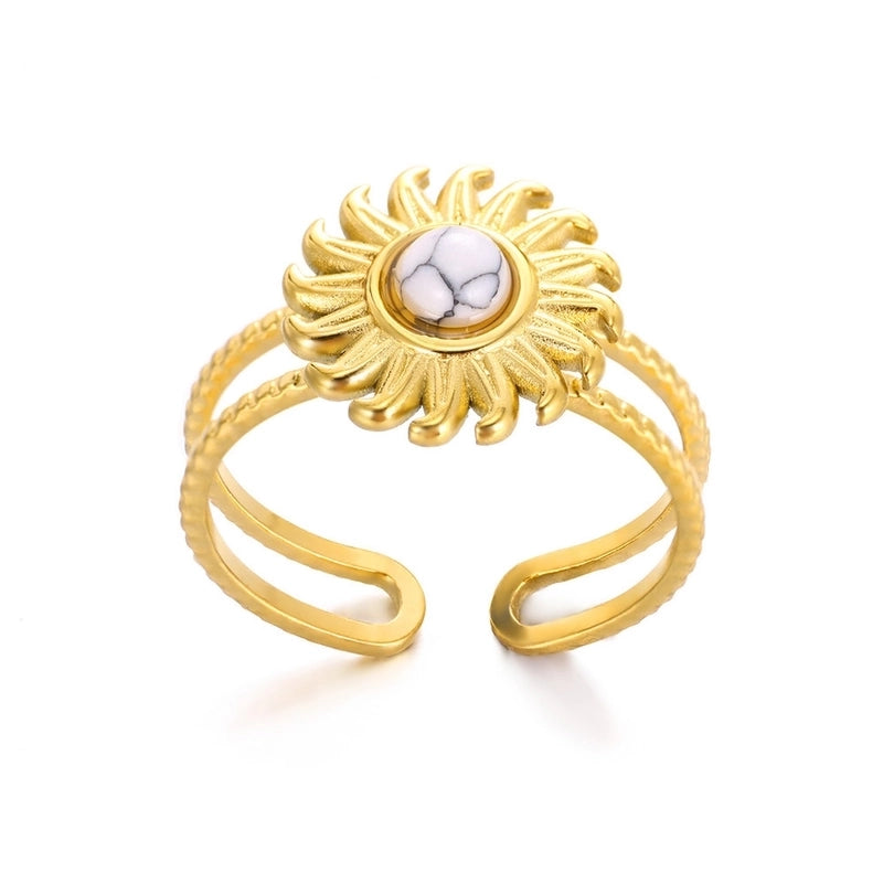 Minimalist Flower 304 Stainless Steel Open Rings