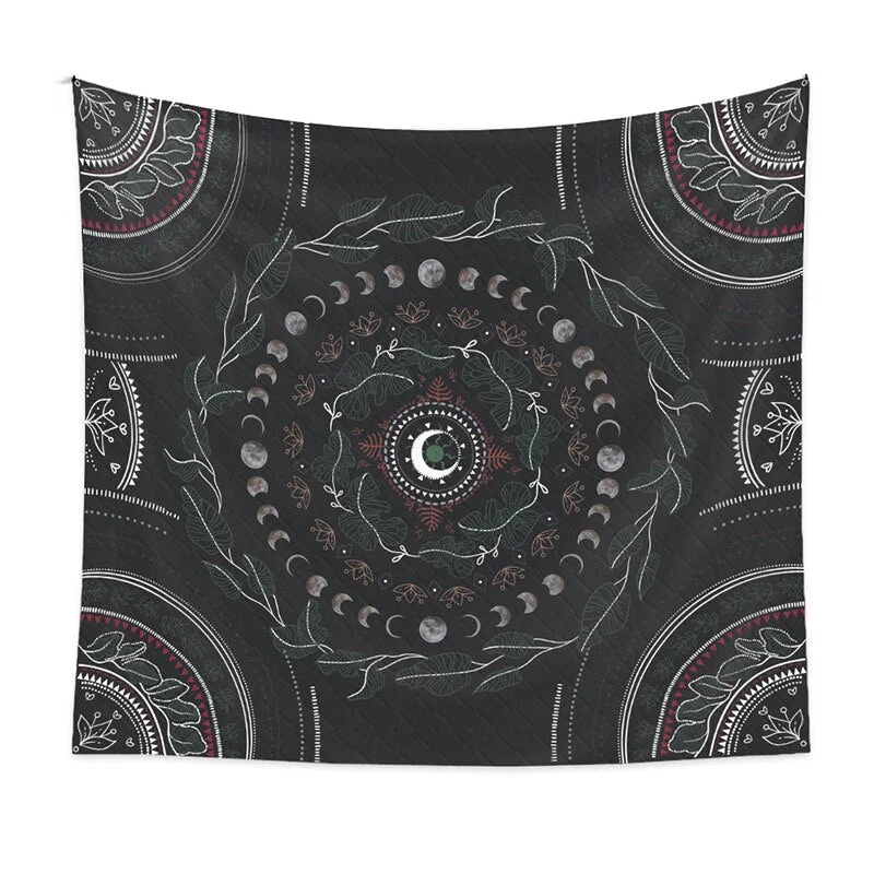 Moon Phase Tapestry Wall Hanging Botanical Celestial Floral Wall Tapestry Hippie Flower Wall Carpets Dorm Decor Starry SkyCarpet